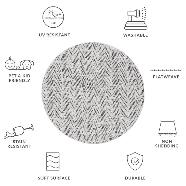 Safavieh Courtyard Power Loomed Indoor/Outdoor Area Rug In Grey And Black – Modern Chevron Design Elegance Grey ,Black 88% Polypropylene,12% Polyester Cy8387-37612-29