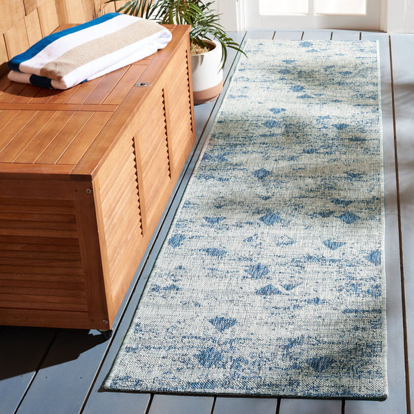 Safavieh Courtyard Contemporary Area Rug With Abstract Diamond Motifs - Perfect For Indoor And Outdoor Spaces Grey ,Navy 88% Polypropylene,12% Polyester Cy8388-36812-29