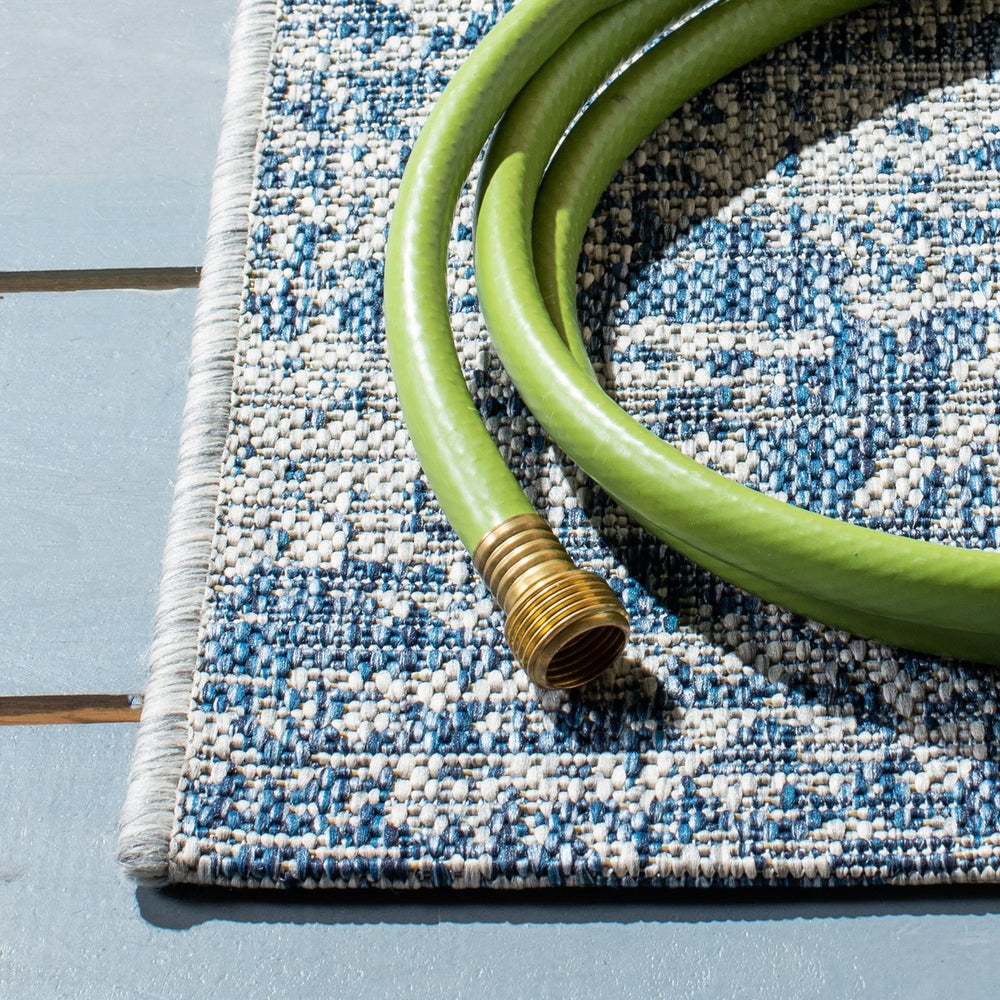 Safavieh Courtyard Contemporary Area Rug With Abstract Diamond Motifs - Perfect For Indoor And Outdoor Spaces Grey ,Navy 88% Polypropylene,12% Polyester Cy8388-36812-29