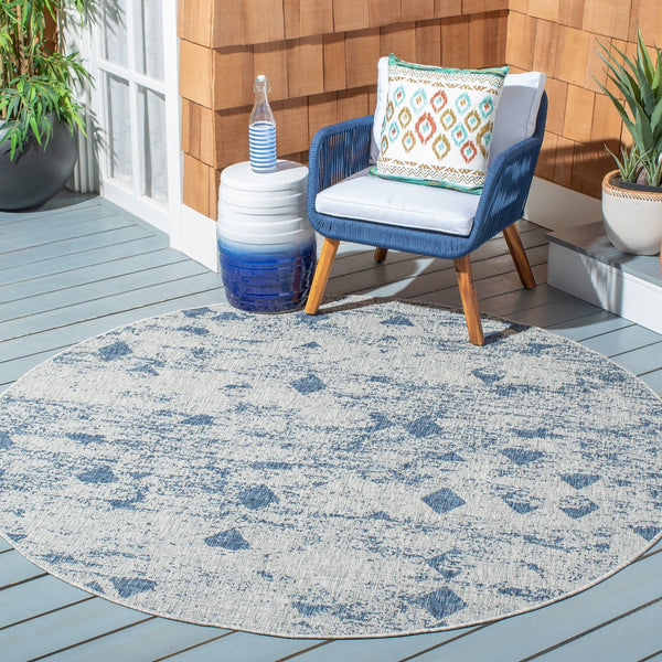 Safavieh Courtyard Contemporary Area Rug With Abstract Diamond Motifs - Perfect For Indoor And Outdoor Spaces Grey ,Navy 88% Polypropylene,12% Polyester Cy8388-36812-29