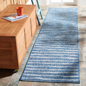 Safavieh Courtyard Elegant Area Rug In Striated Navy And Grey - Durable Power-loomed Turkish Design For Indoors Navy ,Grey 88% Polypropylene,12% Polyester Cy8389-36821-6