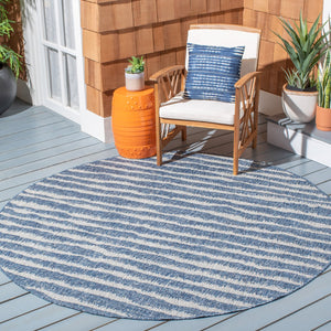 Safavieh Courtyard Elegant Area Rug In Striated Navy And Grey - Durable Power-loomed Turkish Design For Indoors Navy ,Grey 88% Polypropylene,12% Polyester Cy8389-36821-6