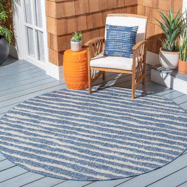 Safavieh Courtyard Elegant Area Rug In Striated Navy And Grey - Durable Power-loomed Turkish Design For Indoors Navy ,Grey 88% Polypropylene,12% Polyester Cy8389-36821-6