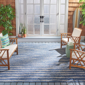 Safavieh Courtyard Elegant Area Rug In Striated Navy And Grey - Durable Power-loomed Turkish Design For Indoors Navy ,Grey 88% Polypropylene,12% Polyester Cy8389-36821-6
