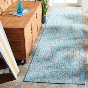 Safavieh Courtyard Elegant Diamond Pattern Indoor/Outdoor Area Rug – Durable, Stylish, And Oeko-tex Certified Aqua ,Grey 88% Polypropylene,12% Polyester Cy8392-37121-5