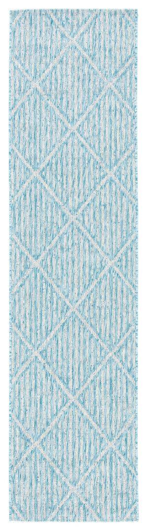 Safavieh Courtyard Elegant Diamond Pattern Indoor/Outdoor Area Rug – Durable, Stylish, And Oeko-tex Certified Aqua ,Grey 88% Polypropylene,12% Polyester Cy8392-37121-5
