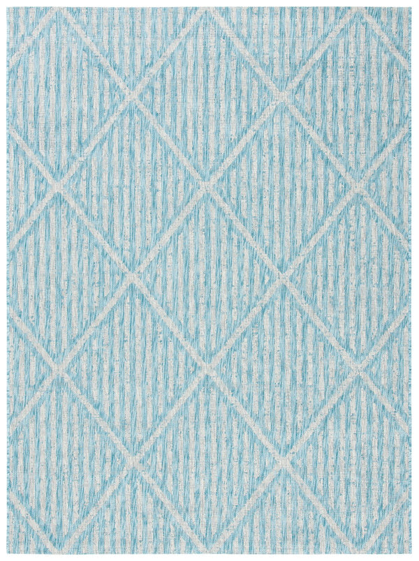 Safavieh Courtyard Elegant Diamond Pattern Indoor/Outdoor Area Rug – Durable, Stylish, And Oeko-tex Certified Aqua ,Grey 88% Polypropylene,12% Polyester Cy8392-37121-5