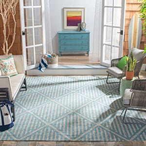 Safavieh Courtyard Elegant Diamond Pattern Indoor/Outdoor Area Rug – Durable, Stylish, And Oeko-tex Certified Aqua ,Grey 88% Polypropylene,12% Polyester Cy8392-37121-5