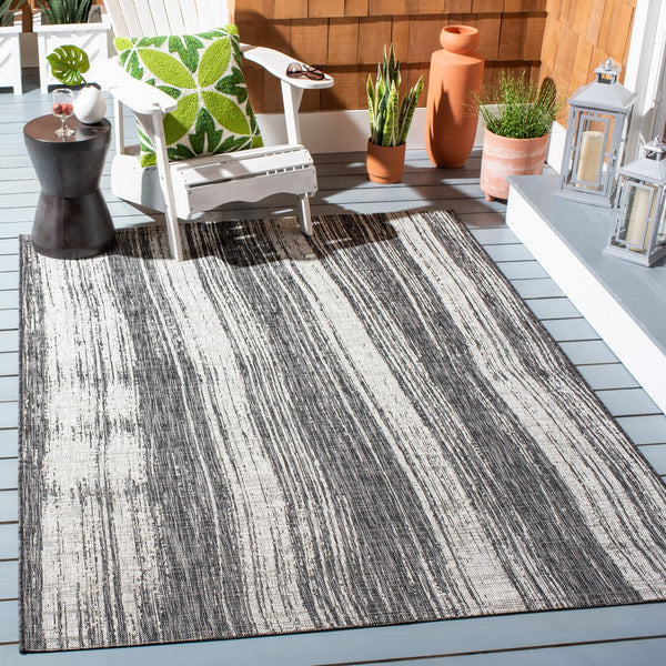 Safavieh Courtyard Contemporary Area Rug - Modern Abstract Design For Indoor & Outdoor Elegance And Comfort Black ,Grey 88% Polypropylene,12% Polyester Cy8393-37621-8