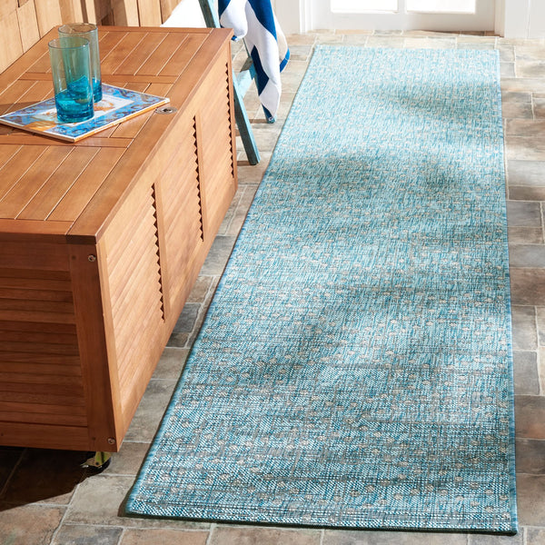 Safavieh Courtyard Elegant Aqua And Grey Area Rug – Stylish, Durable, And Perfect For Any Living Space Aqua ,Grey 88% Polypropylene,12% Polyester Cy8394-37121-9