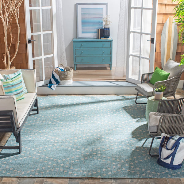 Safavieh Courtyard Elegant Aqua And Grey Area Rug – Stylish, Durable, And Perfect For Any Living Space Aqua ,Grey 88% Polypropylene,12% Polyester Cy8394-37121-9