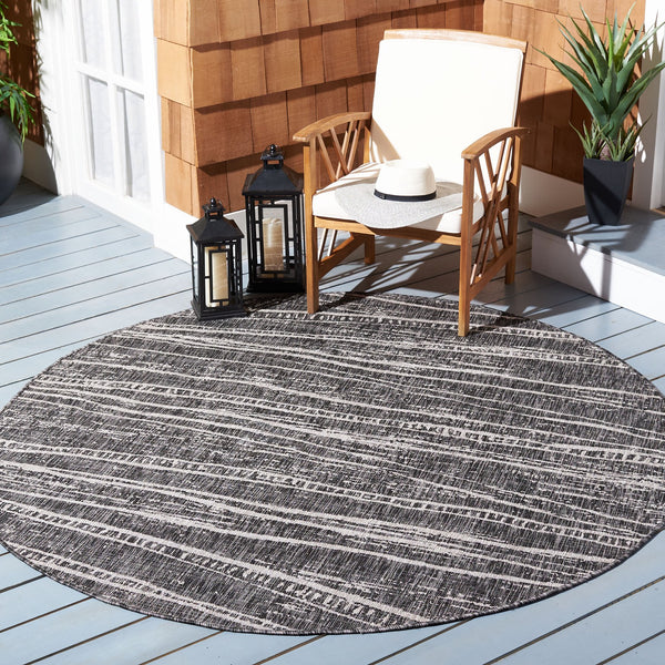 Safavieh Courtyard Elegant Abstract Area Rug - Durable Power-loomed Design For Indoor & Outdoor Spaces Black ,Ivory 88% Polypropylene,12% Polyester Cy8395-36621-29