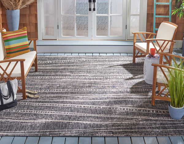 Safavieh Courtyard Elegant Abstract Area Rug - Durable Power-loomed Design For Indoor & Outdoor Spaces Black ,Ivory 88% Polypropylene,12% Polyester Cy8395-36621-29