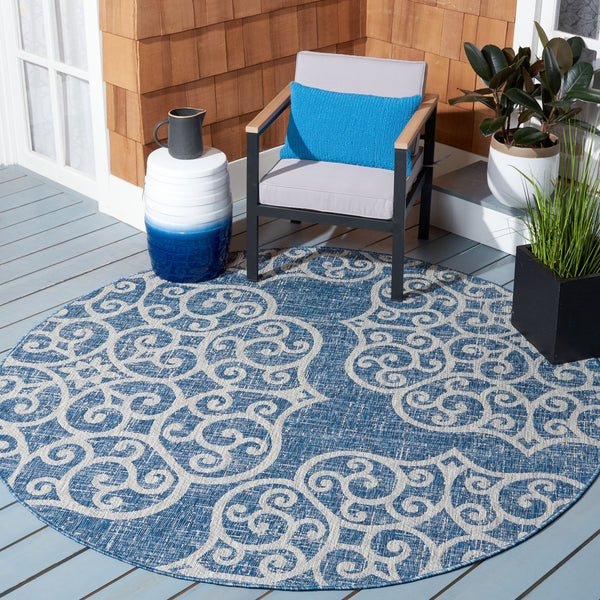Safavieh Courtyard Elegant Navy And Grey Area Rug - Luxurious Design For Indoor And Outdoor Spaces Navy ,Grey 88% Polypropylene,12% Polyester Cy8396-36821-5