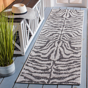 Safavieh Courtyard Contemporary Grey And Black Runner Rug - Stylish Indoor/Outdoor Area Rug For Modern Spaces Ivory ,Navy 88% Polypropylene,12% Polyester Cy8444-53412-4