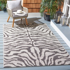 Safavieh Courtyard Contemporary Grey And Black Runner Rug - Stylish Indoor/Outdoor Area Rug For Modern Spaces Ivory ,Navy 88% Polypropylene,12% Polyester Cy8444-53412-4