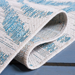 Safavieh Courtyard Contemporary Grey And Black Runner Rug - Stylish Indoor/Outdoor Area Rug For Modern Spaces Ivory ,Navy 88% Polypropylene,12% Polyester Cy8444-53412-4