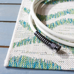 Safavieh Courtyard Contemporary Grey And Black Runner Rug - Stylish Indoor/Outdoor Area Rug For Modern Spaces Ivory ,Navy 88% Polypropylene,12% Polyester Cy8444-53412-4