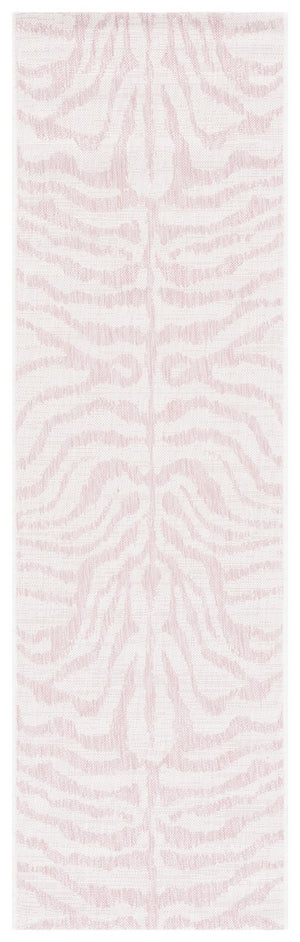 Safavieh Courtyard 8000 Power Loomed Indoor / Outdoor Rug Ivory / Pink 10' x 14'