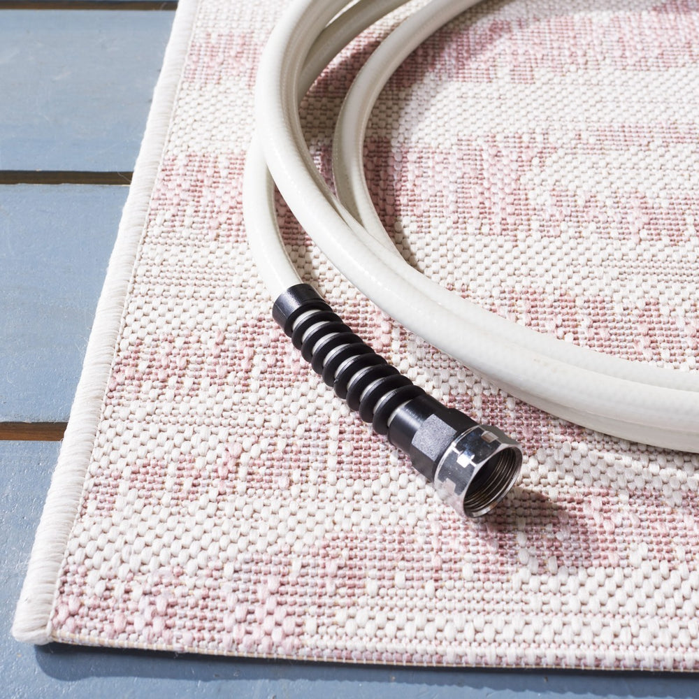 Safavieh Courtyard 8000 Power Loomed Indoor / Outdoor Rug Ivory / Pink 10' x 14'