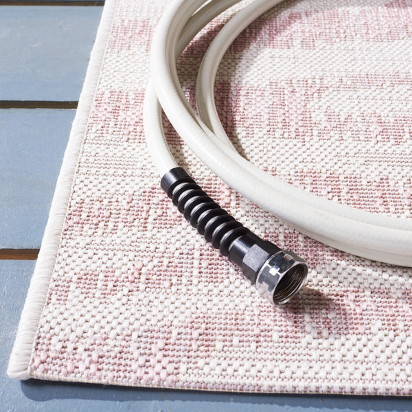 Safavieh Courtyard 8000 Power Loomed Indoor / Outdoor Rug Ivory / Pink 10' x 14'