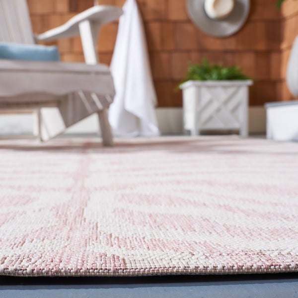 Safavieh Courtyard 8000 Power Loomed Indoor / Outdoor Rug Ivory / Pink 10' x 14'
