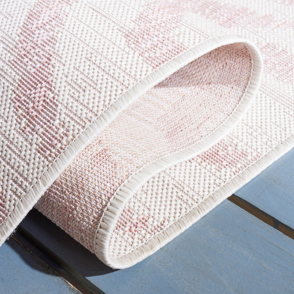 Safavieh Courtyard 8000 Power Loomed Indoor / Outdoor Rug Ivory / Pink 10' x 14'