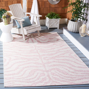 Safavieh Courtyard 8000 Power Loomed Indoor / Outdoor Rug Ivory / Pink 10' x 14'