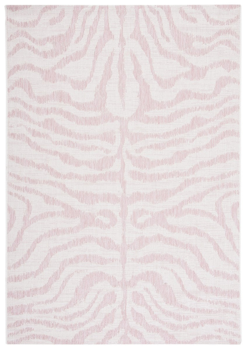 Safavieh Courtyard 8000 Power Loomed Indoor / Outdoor Rug Ivory / Pink 10' x 14'