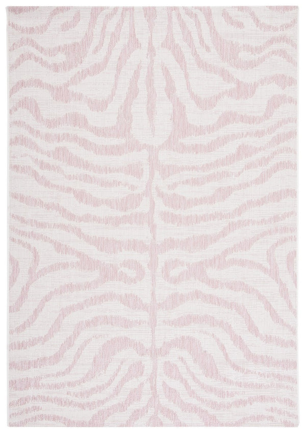 Safavieh Courtyard 8000 Power Loomed Indoor / Outdoor Rug Ivory / Pink 10' x 14'