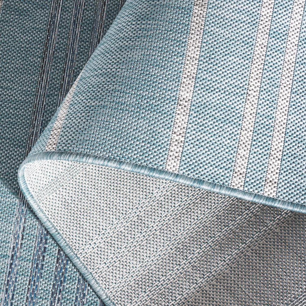 Safavieh Courtyard Contemporary Striped Area Rug - Soft, Durable Indoor/Outdoor Design For Elegant Spaces Aqua ,Grey 88% Polypropylene,12% Polyester Cy8450-37121-5