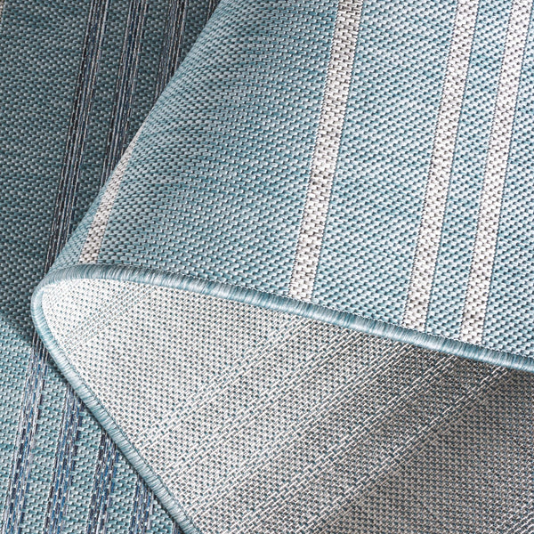 Safavieh Courtyard Contemporary Striped Area Rug - Soft, Durable Indoor/Outdoor Design For Elegant Spaces Aqua ,Grey 88% Polypropylene,12% Polyester Cy8450-37121-5