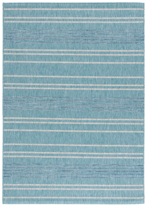Safavieh Courtyard Contemporary Striped Area Rug - Soft, Durable Indoor/Outdoor Design For Elegant Spaces Aqua ,Grey 88% Polypropylene,12% Polyester Cy8450-37121-5