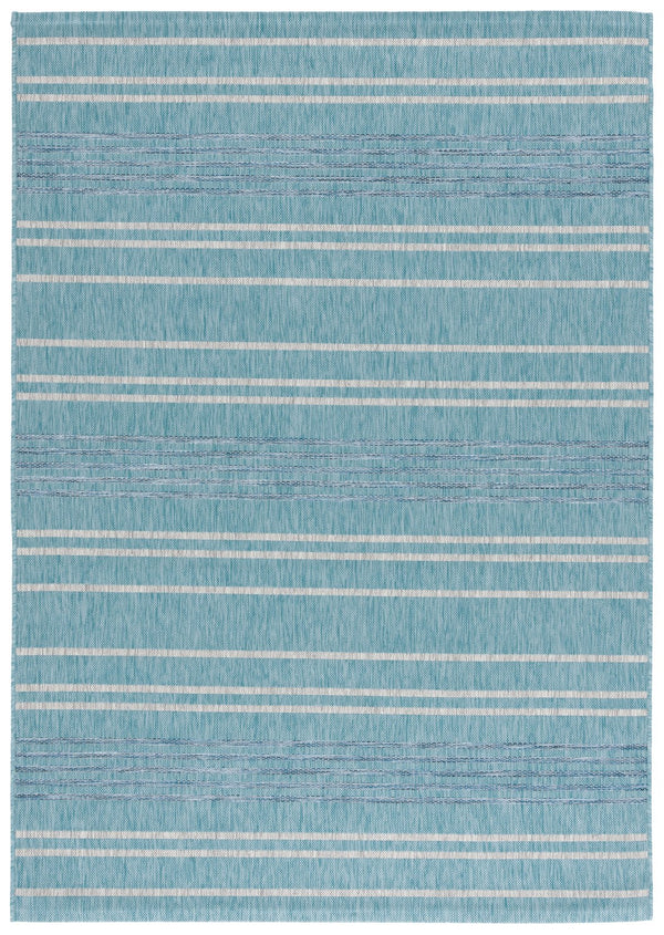Safavieh Courtyard Contemporary Striped Area Rug - Soft, Durable Indoor/Outdoor Design For Elegant Spaces Aqua ,Grey 88% Polypropylene,12% Polyester Cy8450-37121-5