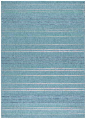 Safavieh Courtyard Contemporary Striped Area Rug - Soft, Durable Indoor/Outdoor Design For Elegant Spaces Aqua ,Grey 88% Polypropylene,12% Polyester Cy8450-37121-5