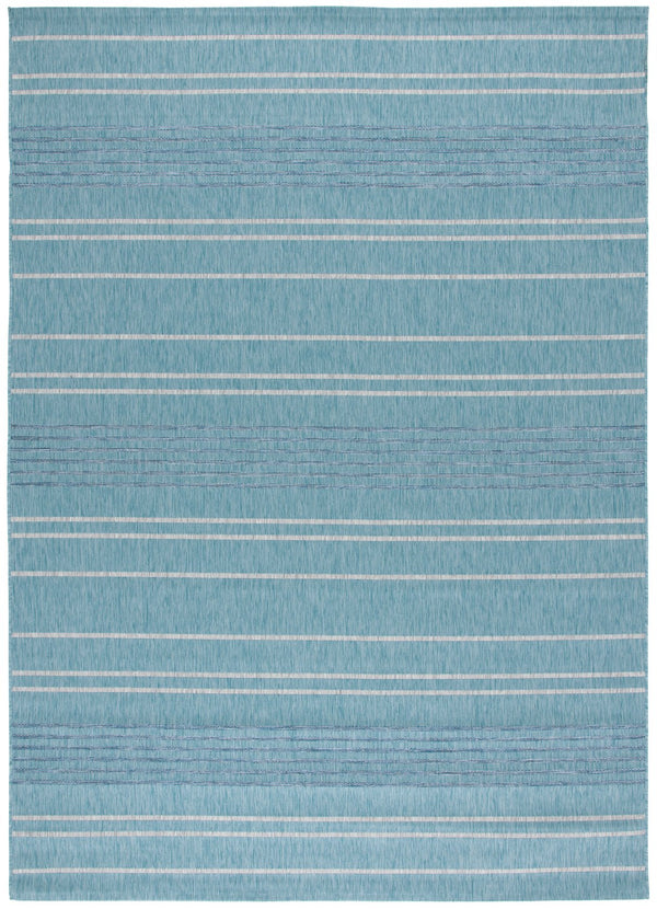 Safavieh Courtyard Contemporary Striped Area Rug - Soft, Durable Indoor/Outdoor Design For Elegant Spaces Aqua ,Grey 88% Polypropylene,12% Polyester Cy8450-37121-5