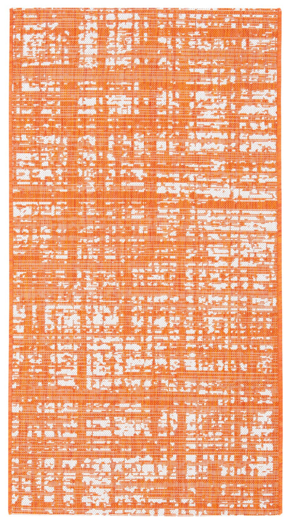 Safavieh Courtyard Elegant 9' X 12' Indoor/Outdoor Area Rug With Abstract Design In Pink And Ivory Tones Orange ,Ivory 85.4% Polypropylene,10.4% Polyester,4.2% Latex Cy8451-52821-810