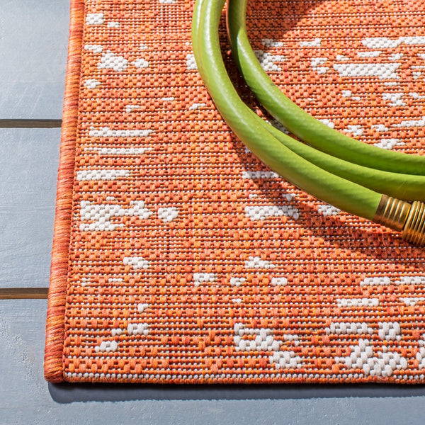 Safavieh Courtyard Elegant 9' X 12' Indoor/Outdoor Area Rug With Abstract Design In Pink And Ivory Tones Orange ,Ivory 85.4% Polypropylene,10.4% Polyester,4.2% Latex Cy8451-52821-810