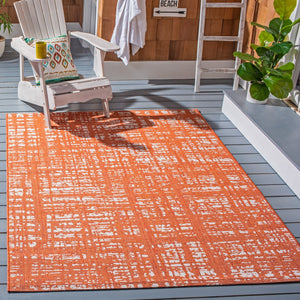 Safavieh Courtyard Elegant 9' X 12' Indoor/Outdoor Area Rug With Abstract Design In Pink And Ivory Tones Orange ,Ivory 85.4% Polypropylene,10.4% Polyester,4.2% Latex Cy8451-52821-810