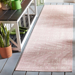 Safavieh Courtyard Elegant 9' X 12' Indoor/Outdoor Area Rug With Abstract Design In Pink And Ivory Tones Orange ,Ivory 85.4% Polypropylene,10.4% Polyester,4.2% Latex Cy8451-52821-810