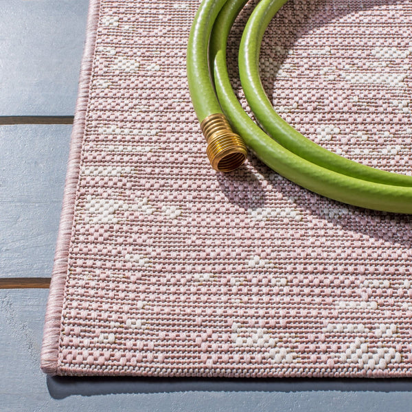 Safavieh Courtyard Elegant 9' X 12' Indoor/Outdoor Area Rug With Abstract Design In Pink And Ivory Tones Orange ,Ivory 85.4% Polypropylene,10.4% Polyester,4.2% Latex Cy8451-52821-810