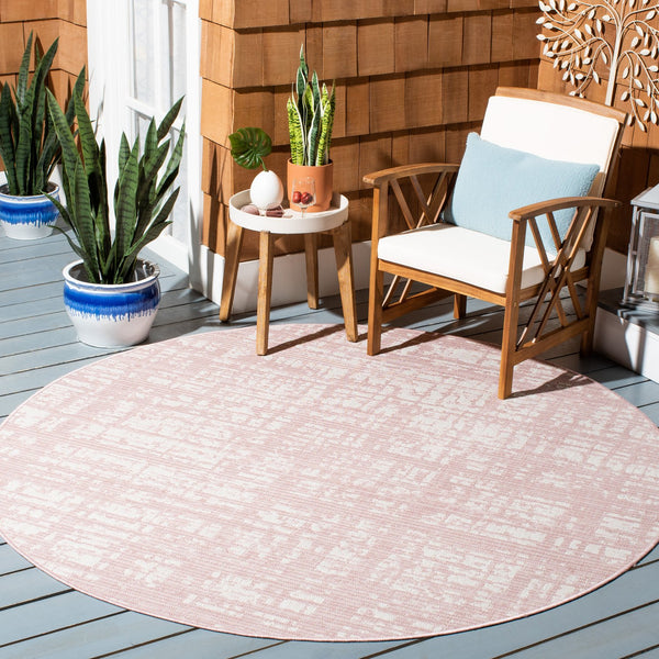 Safavieh Courtyard Elegant 9' X 12' Indoor/Outdoor Area Rug With Abstract Design In Pink And Ivory Tones Orange ,Ivory 85.4% Polypropylene,10.4% Polyester,4.2% Latex Cy8451-52821-810