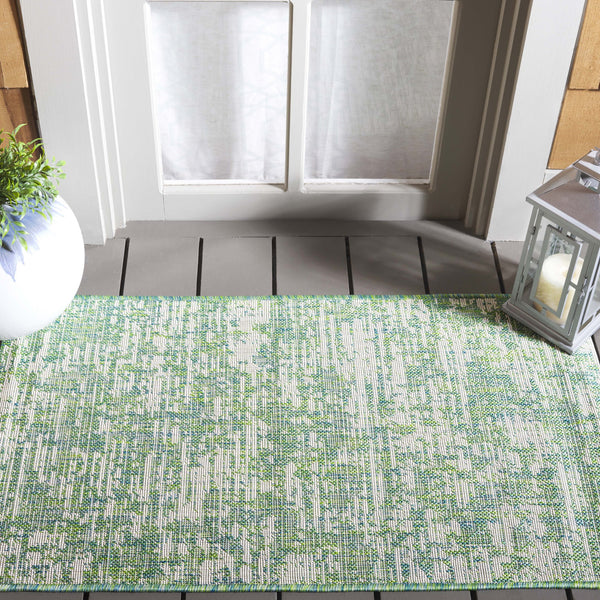 Safavieh Courtyard Luxurious Gold And Ivory Area Rug - Durable, Elegant Design For Indoor And Outdoor Use Green Blue ,Ivory 85.4% Polypropylene,10.4% Polyester,4.2% Latex Cy8452-55721-3