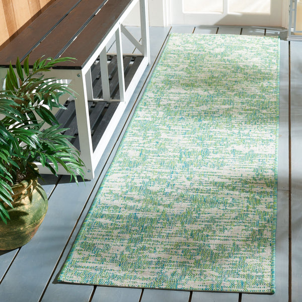 Safavieh Courtyard Luxurious Gold And Ivory Area Rug - Durable, Elegant Design For Indoor And Outdoor Use Green Blue ,Ivory 85.4% Polypropylene,10.4% Polyester,4.2% Latex Cy8452-55721-3