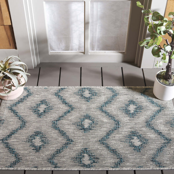 Safavieh Courtyard Elegant Grey And Blue Area Rug - Timeless Design, Durable Craftsmanship For Any Space Grey ,Blue 88% Polypropylene,12% Polyester Cy8463-37212-28