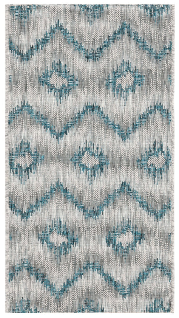 Safavieh Courtyard Elegant Grey And Blue Area Rug - Timeless Design, Durable Craftsmanship For Any Space Grey ,Blue 88% Polypropylene,12% Polyester Cy8463-37212-28