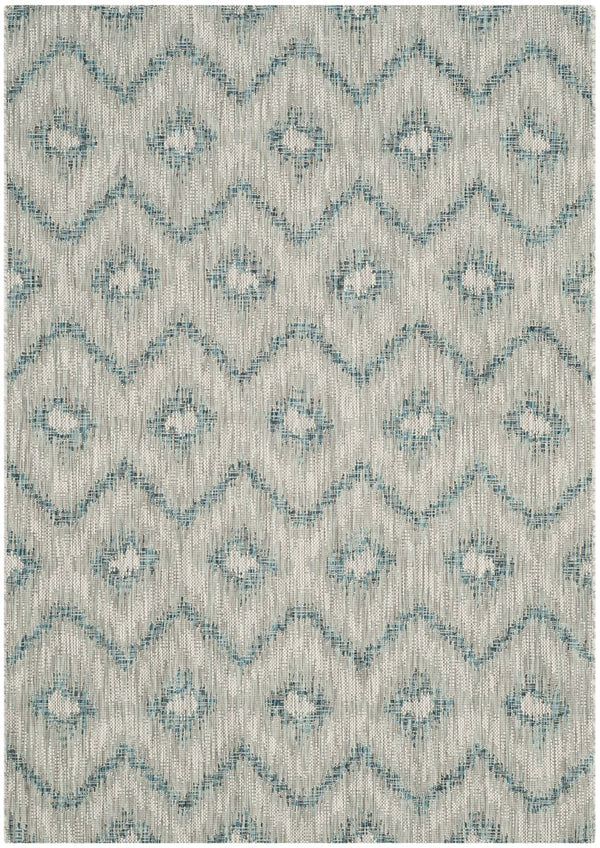 Safavieh Courtyard Elegant Grey And Blue Area Rug - Timeless Design, Durable Craftsmanship For Any Space Grey ,Blue 88% Polypropylene,12% Polyester Cy8463-37212-28