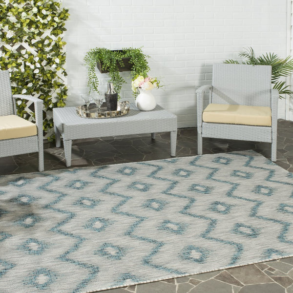 Safavieh Courtyard Elegant Grey And Blue Area Rug - Timeless Design, Durable Craftsmanship For Any Space Grey ,Blue 88% Polypropylene,12% Polyester Cy8463-37212-28