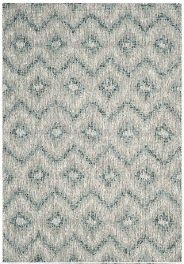 Safavieh Courtyard Elegant Grey And Blue Area Rug - Timeless Design, Durable Craftsmanship For Any Space Grey ,Blue 88% Polypropylene,12% Polyester Cy8463-37212-28
