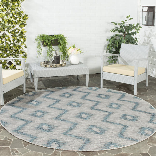 Safavieh Courtyard Elegant Grey And Blue Area Rug - Timeless Design, Durable Craftsmanship For Any Space Grey ,Blue 88% Polypropylene,12% Polyester Cy8463-37212-28